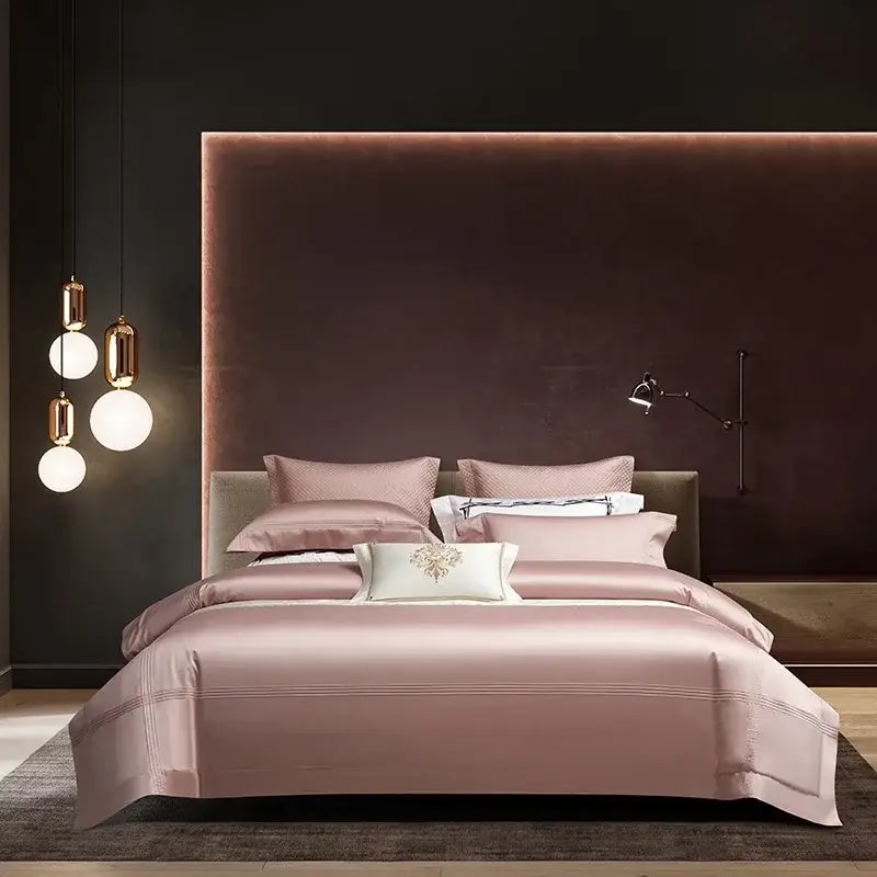 Silver satin egyptian cotton bedding set bedroom luxury 1000tc