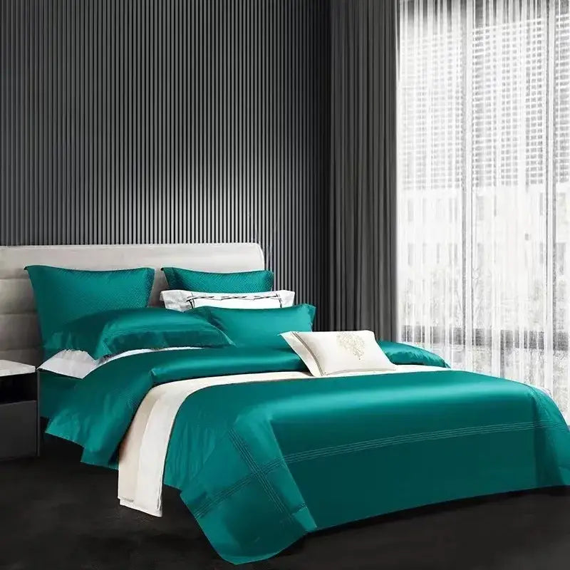 Silver satin egyptian cotton bedding set bedroom luxury 1000tc