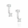 PEYTON SILVER SQUARE DIAMOND STUD EAR JACKET EARRINGS