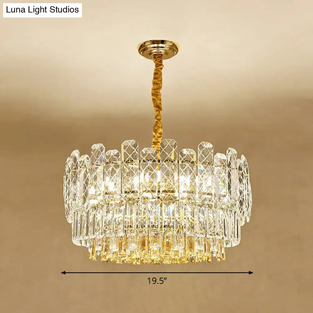 Simple style gold & amber crystal chandelier bedroom light type