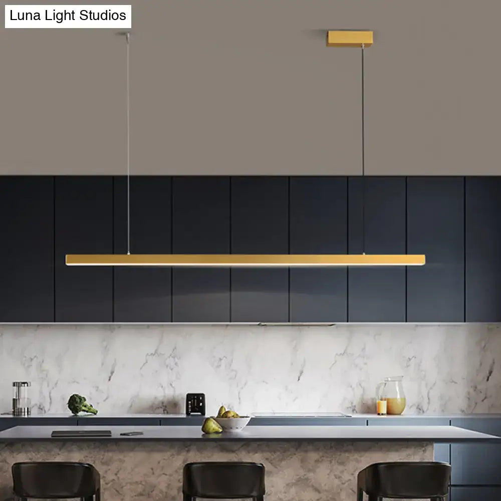 Simplicity led gold rectangular pendant light for dining room