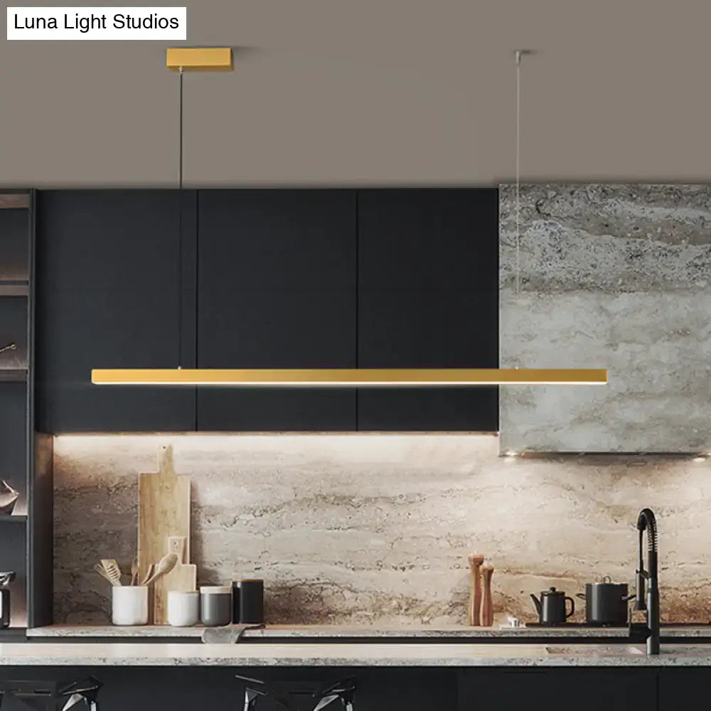 Simplicity led gold rectangular pendant light for dining room
