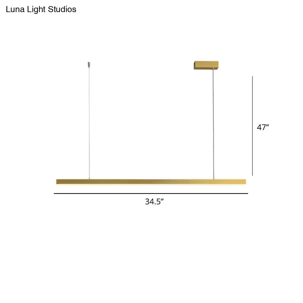 Simplicity led gold rectangular pendant light for dining room