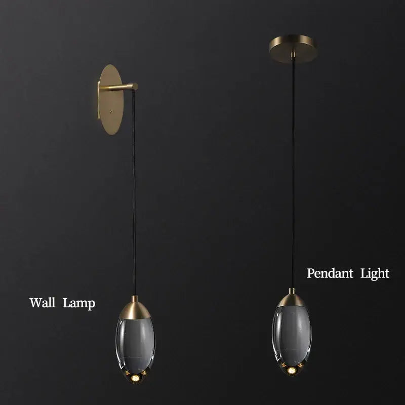 Sleek brass and crystal led wall light for bedroom living room