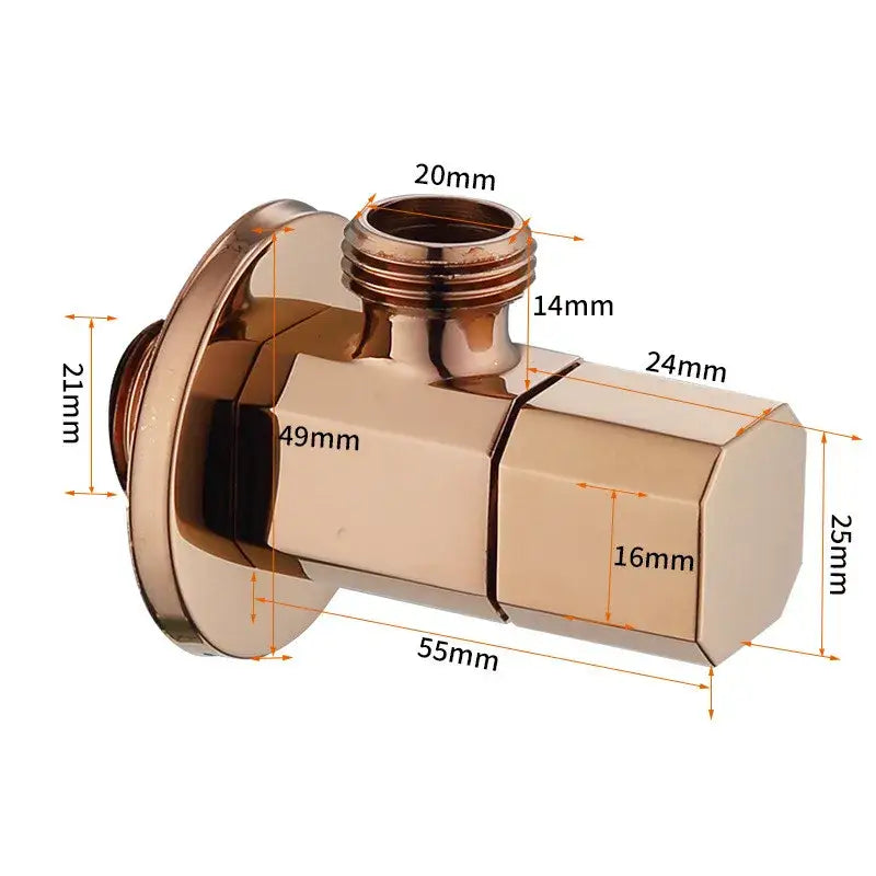 Sleek brushed gold corner valve water control bathroom tap