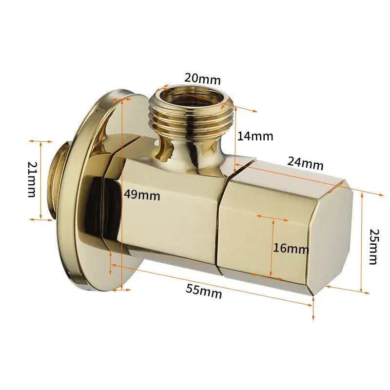 Sleek brushed gold corner valve water control bathroom tap