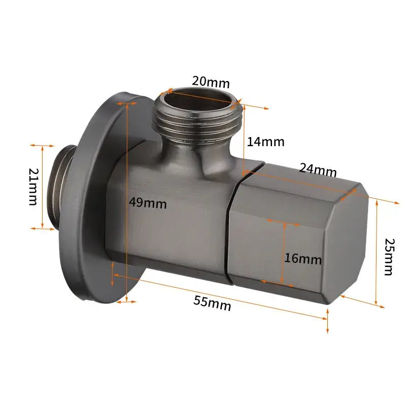 Sleek brushed gold corner valve water control bathroom tap