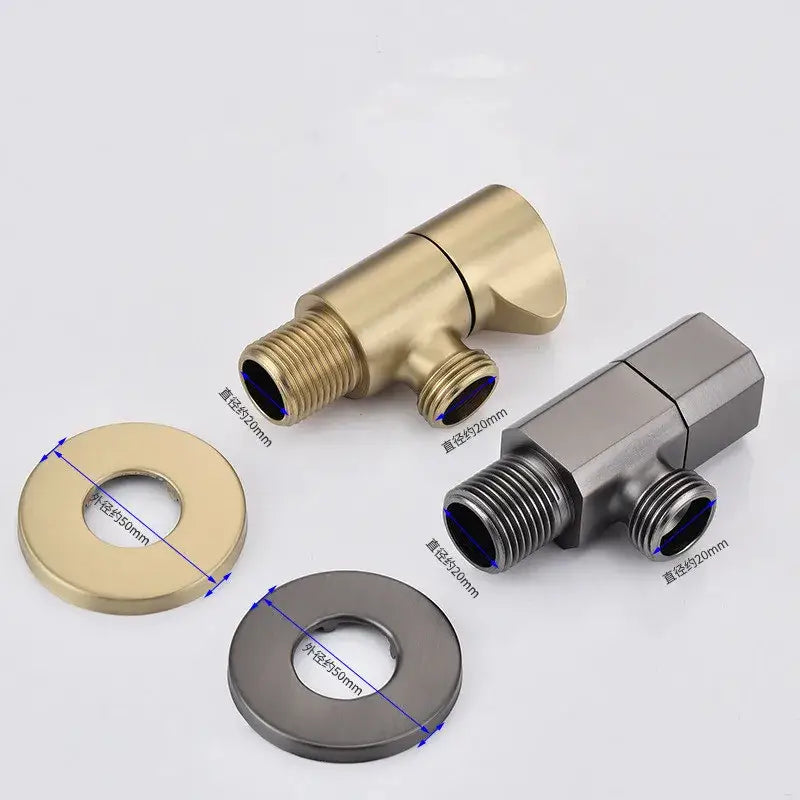 Sleek brushed gold corner valve water control bathroom tap