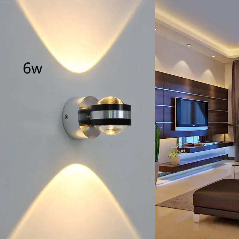 Sleek silver & black crystal led wall light living room sconce