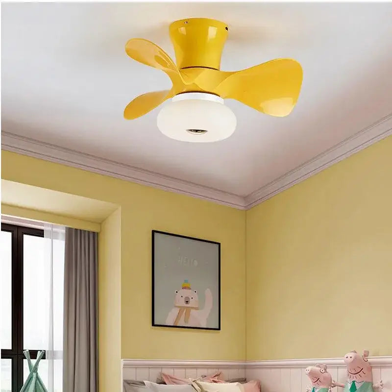 Smart wood ceiling fan light with app dimming for living room