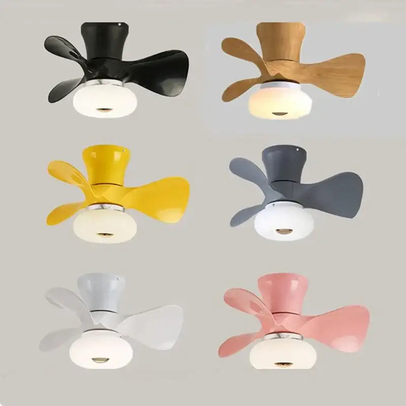 Smart wood ceiling fan light with app dimming for living room