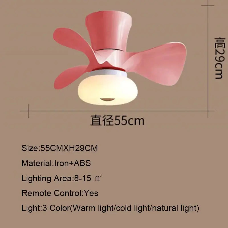 Smart wood ceiling fan light with app dimming for living room