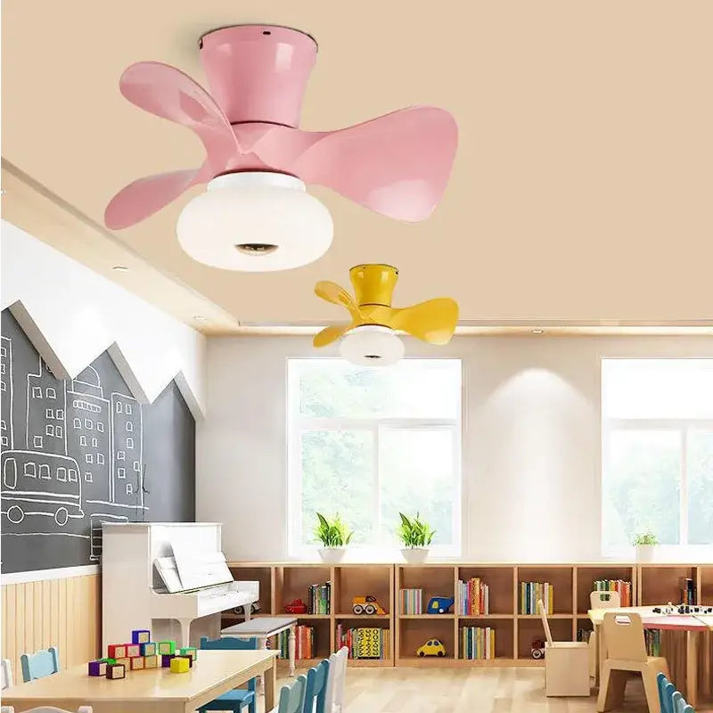 Smart wood ceiling fan light with app dimming for living room