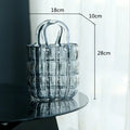 Smoky gray & amber clear glass vase living room handbag decor