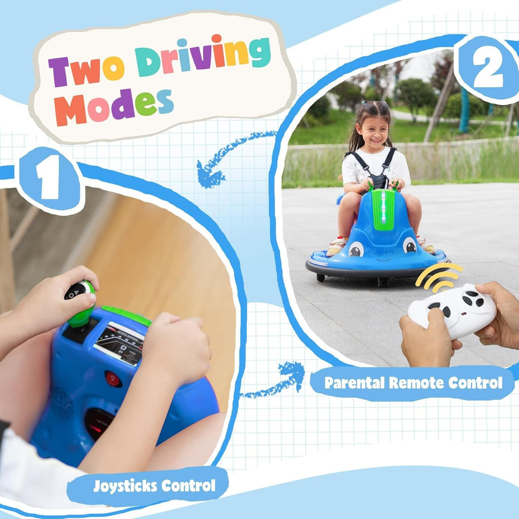 12V Electric Snail Baby Bumper Car Ride-On Toy with Remote Control for Kids