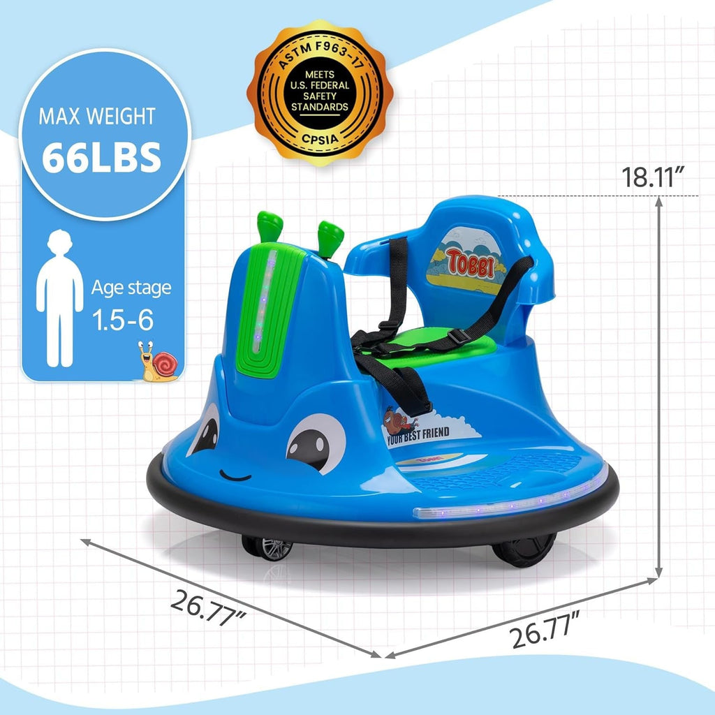 12V Kids Electric Ride-On Snail Baby Bumper Car with Remote Control