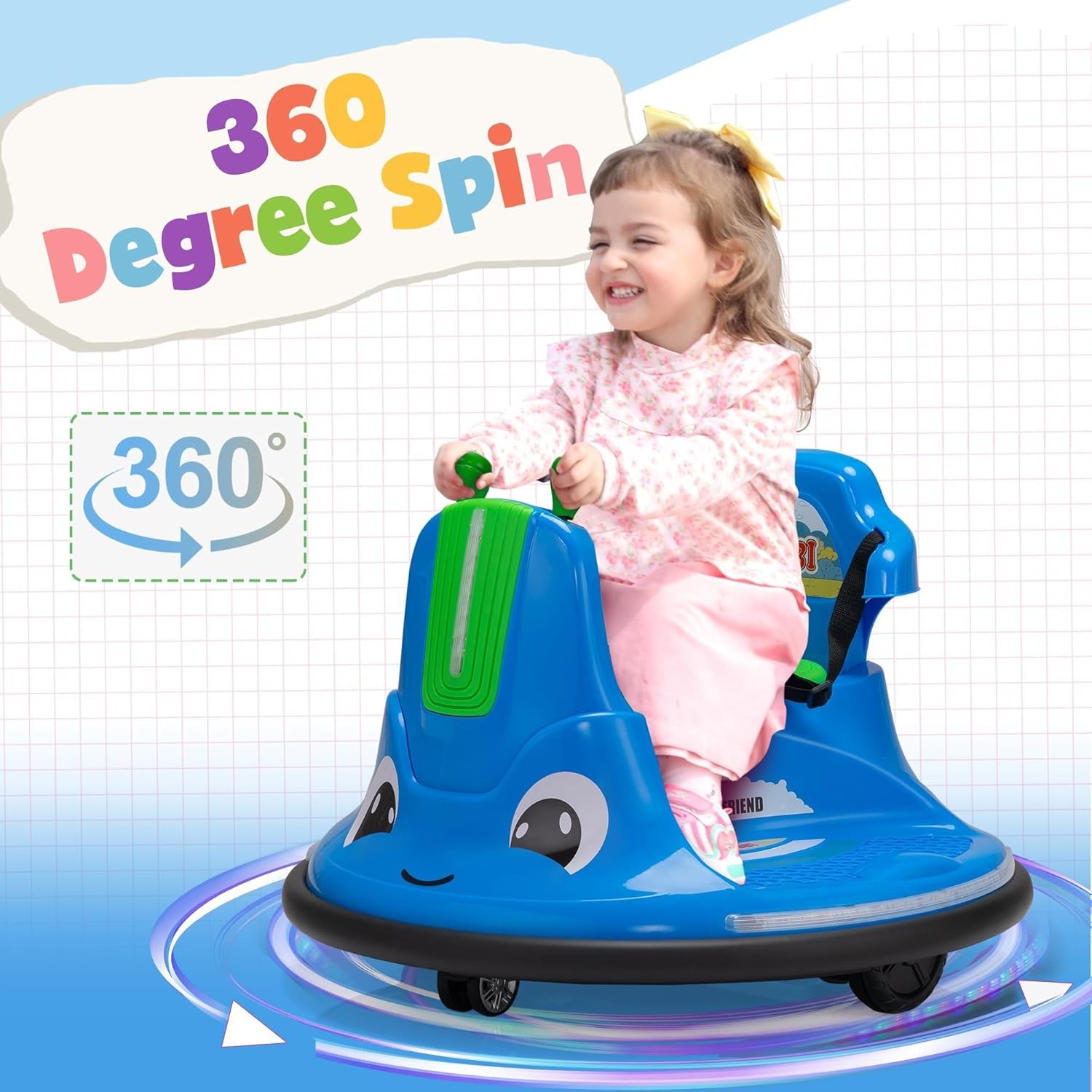 12V Kids Electric Ride-On Snail Baby Bumper Car with Remote Control