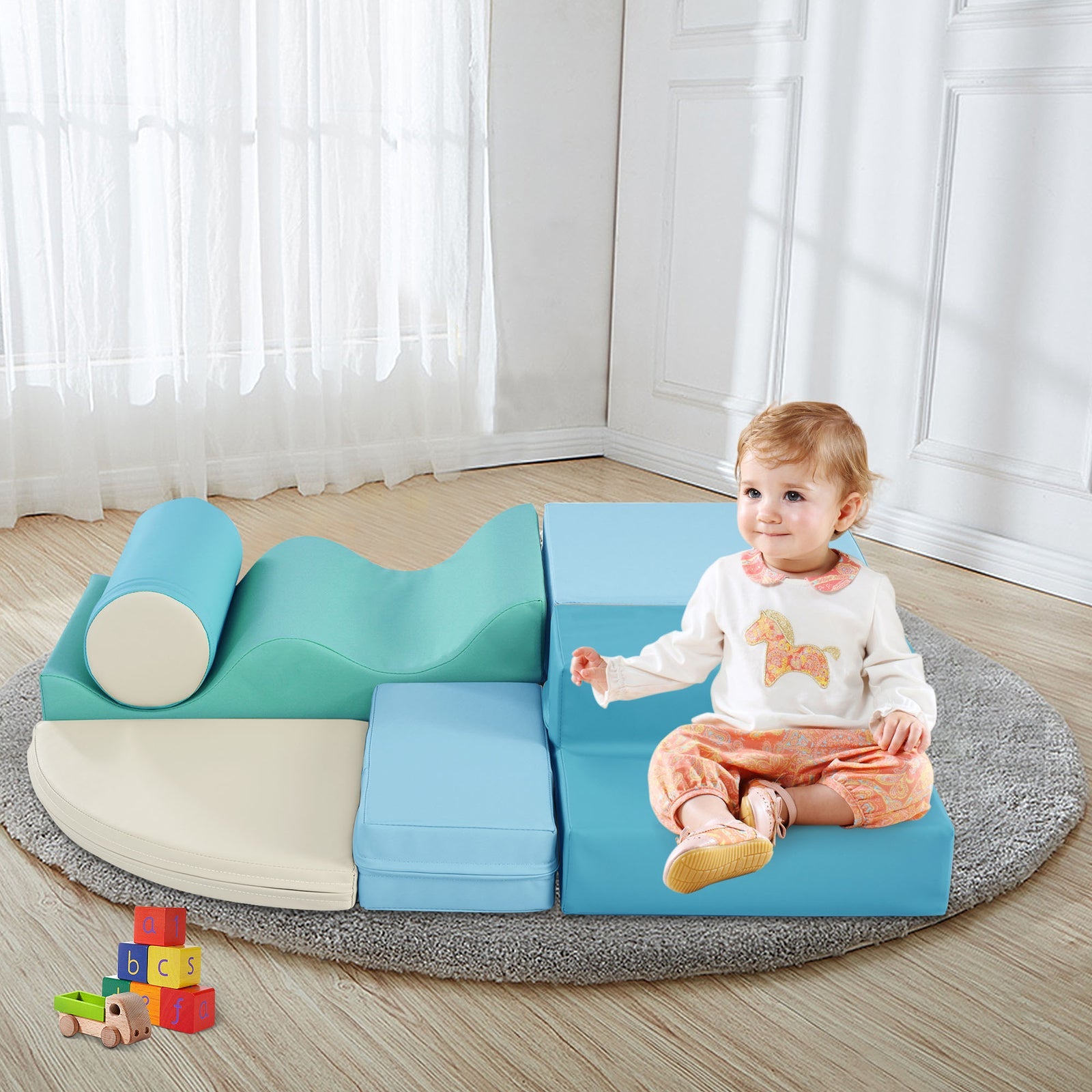 Soft Climb and Crawl Foam Playset 6-in-1 Soft Play Equipment for Kids