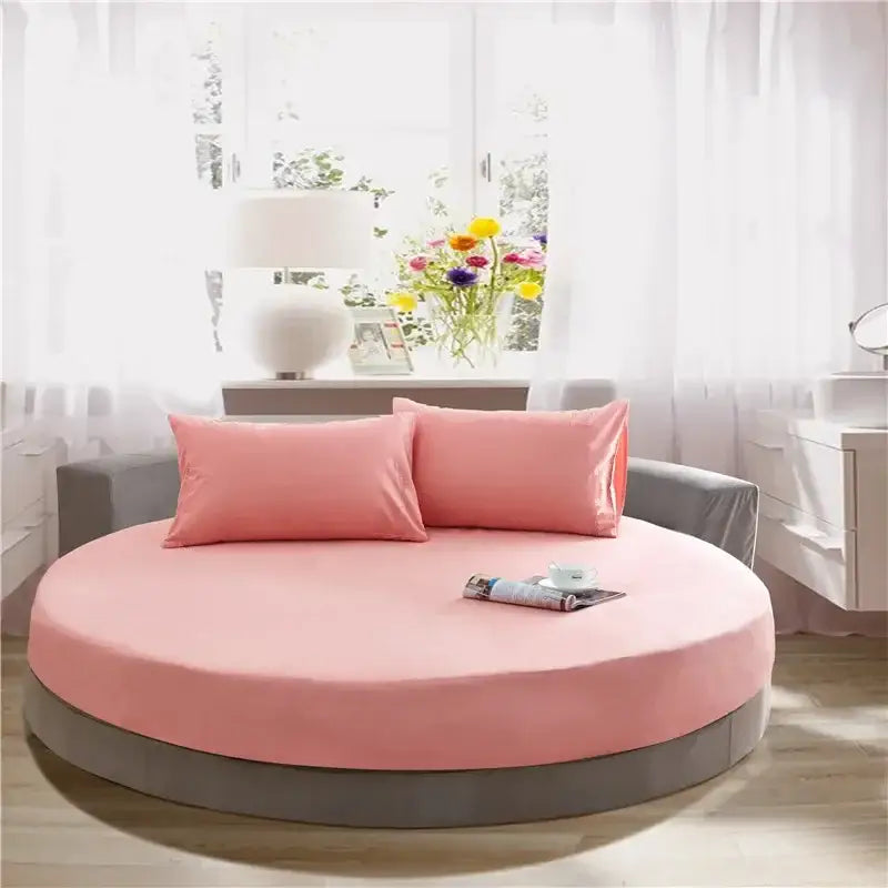 Soft dark gray cotton round bed sheet set bedroom bedding