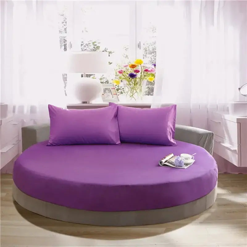 Soft dark gray cotton round bed sheet set bedroom bedding