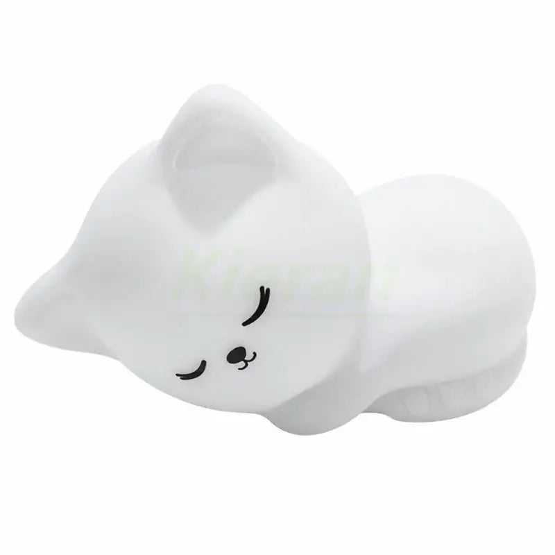 Soft white cat led night light bedroom silicone decor