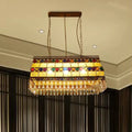 Southeast asian stained glass crystal pendant light rectangle living room