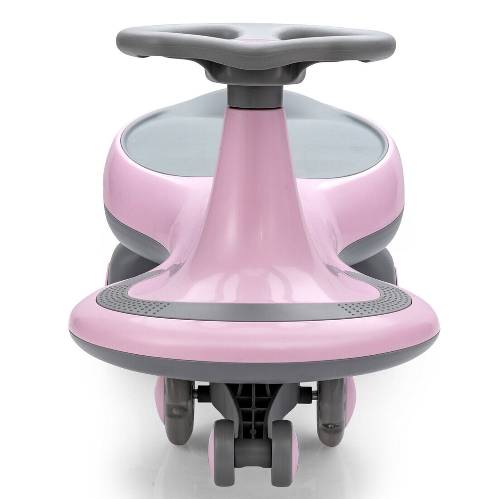 Sparkling Pink Wiggle Car Ride-on Toy for Toddlers and Kids with Flashing Wheels