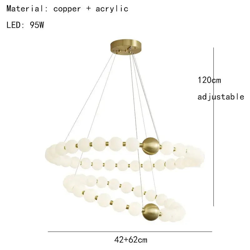 Spiral brass led chandelier with frosted acrylic dining room light