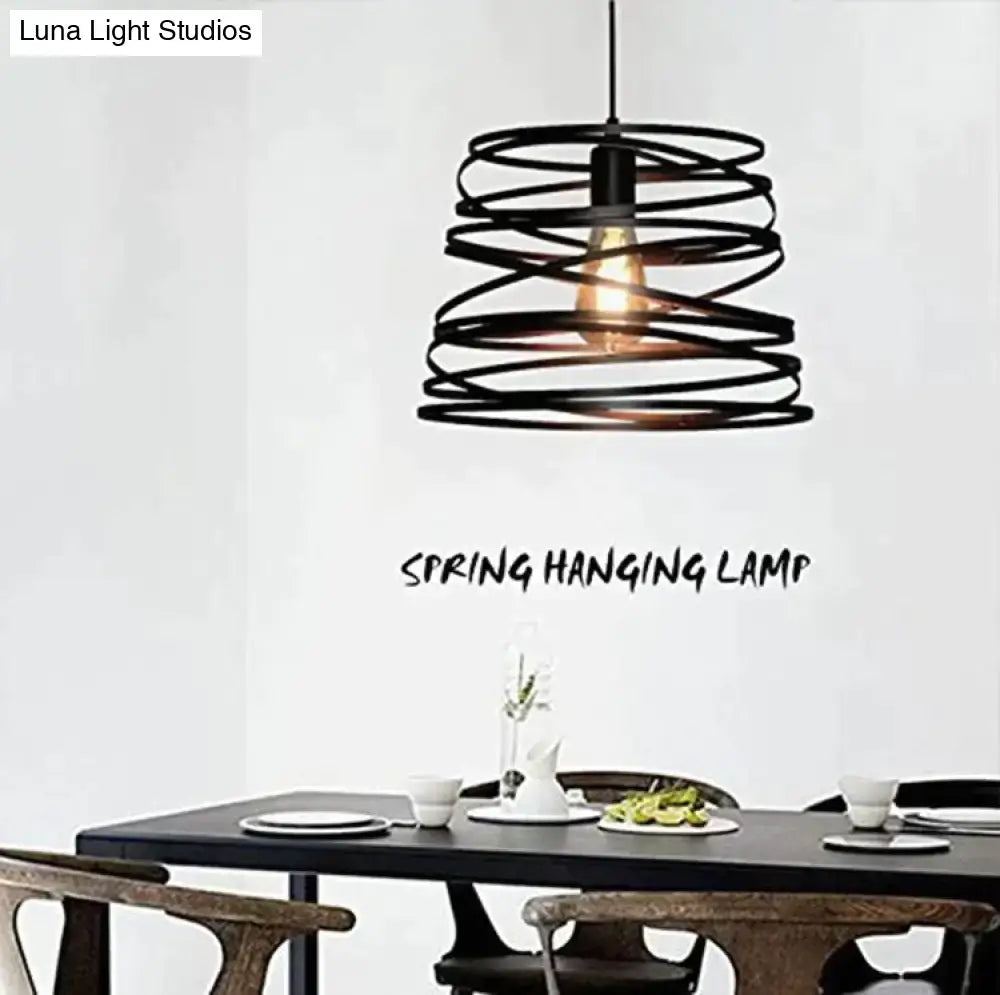Spiral spring suspension pendant light black & white dining room