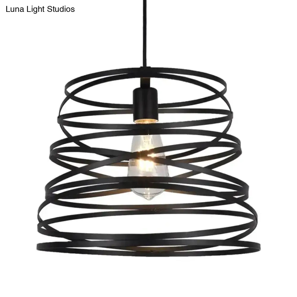 Spiral spring suspension pendant light black & white dining room