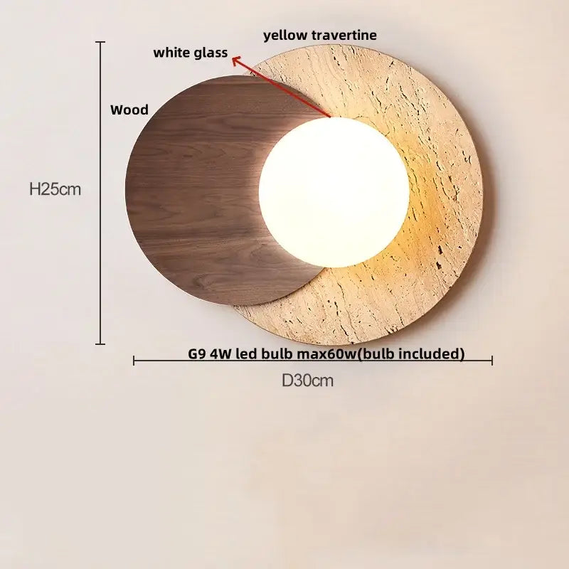 Square yellow travertine led wall lamp sconce for stairways