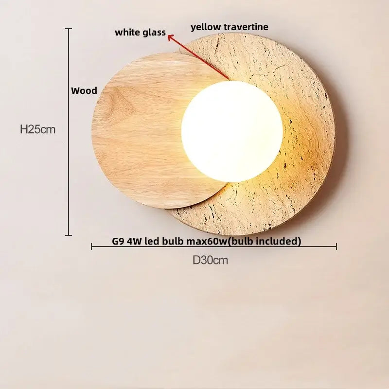 Square yellow travertine led wall lamp sconce for stairways