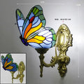 Stained glass butterfly wall sconces living room gold metalwork