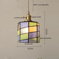 Stained glass floral pendant light for kitchen copper finish