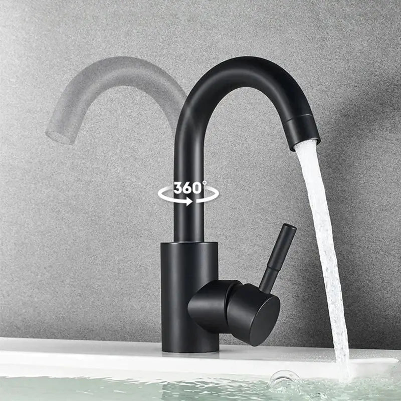 Modern brushed stainless steel bathroom sink faucet