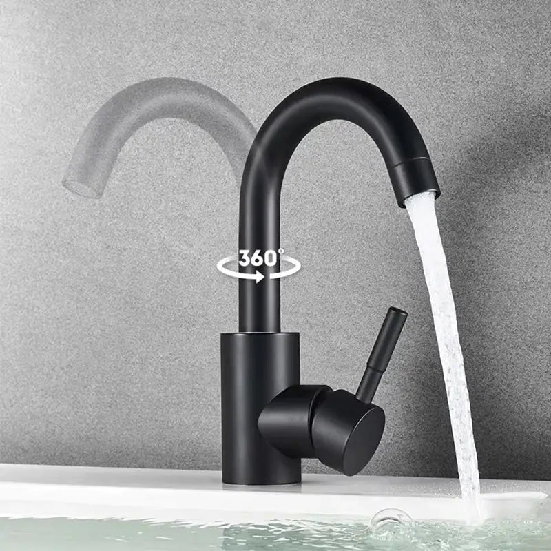 Modern brushed stainless steel bathroom sink faucet