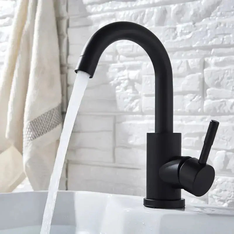 Modern brushed stainless steel bathroom sink faucet
