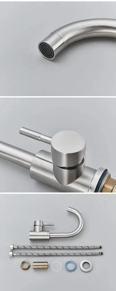 Modern brushed stainless steel bathroom sink faucet