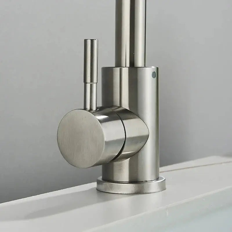 Modern brushed stainless steel bathroom sink faucet