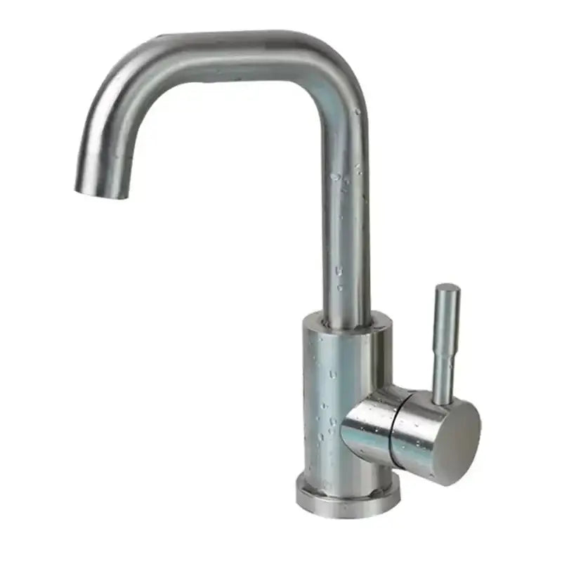 Modern brushed stainless steel bathroom sink faucet