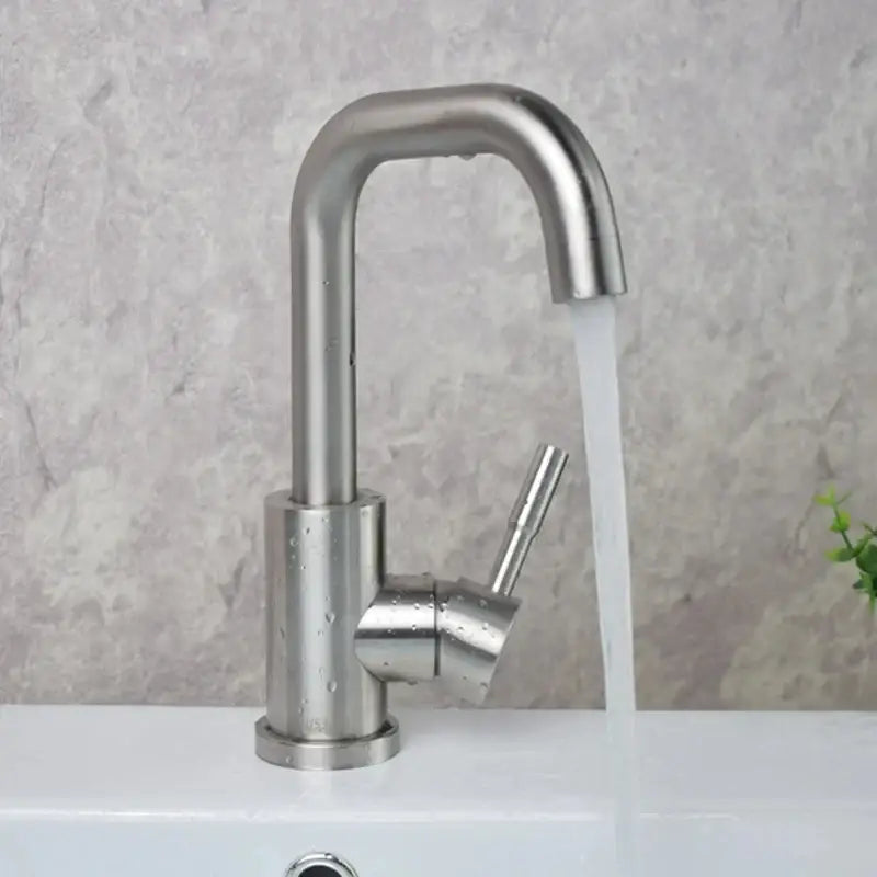 Modern brushed stainless steel bathroom sink faucet