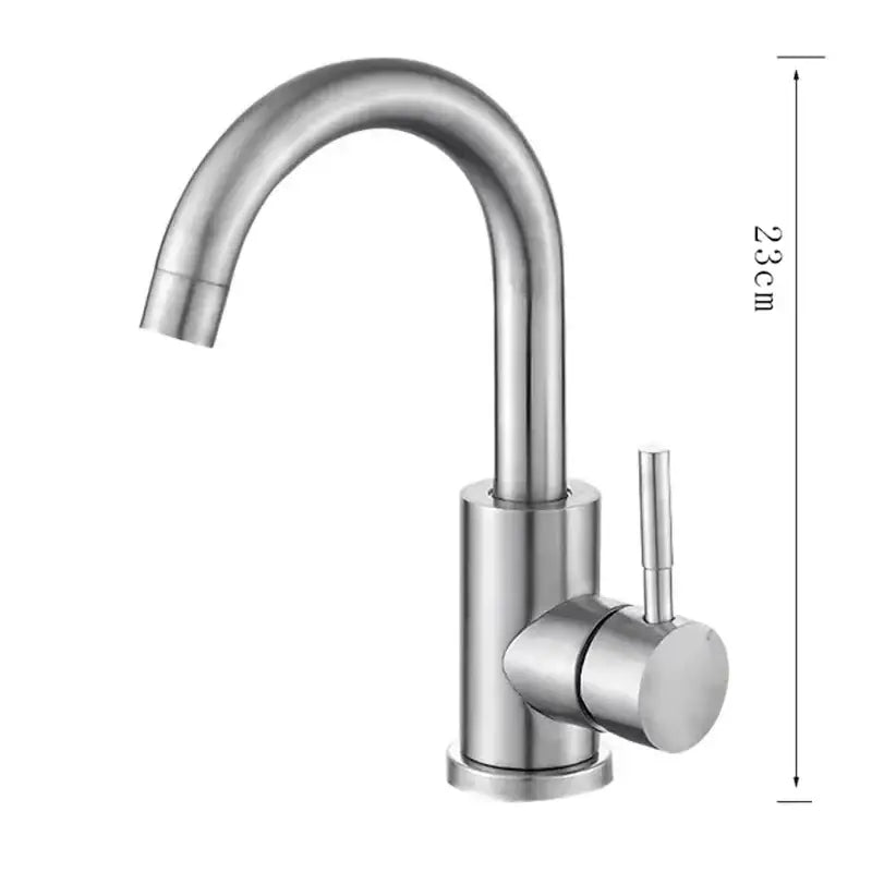 Modern brushed stainless steel bathroom sink faucet