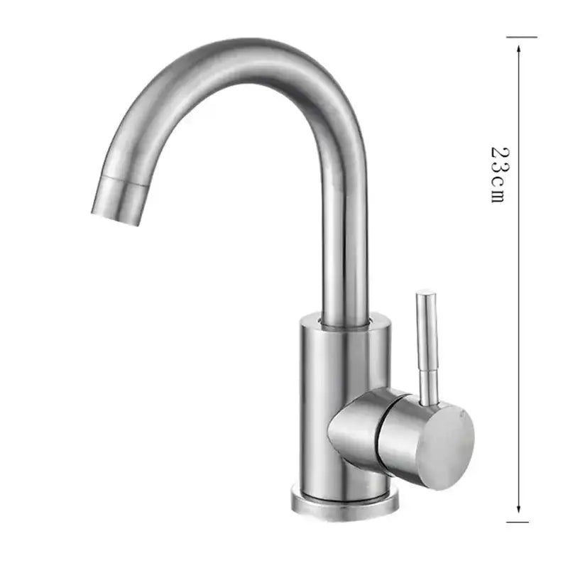 Modern brushed stainless steel bathroom sink faucet