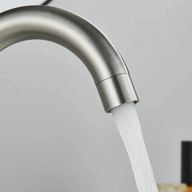 Modern brushed stainless steel bathroom sink faucet