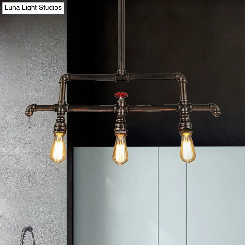 Steampunk bronze 3 light metal fixture kitchen island pendant