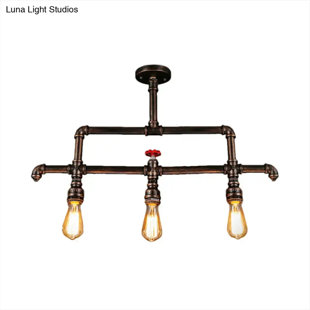 Steampunk bronze 3 light metal fixture kitchen island pendant