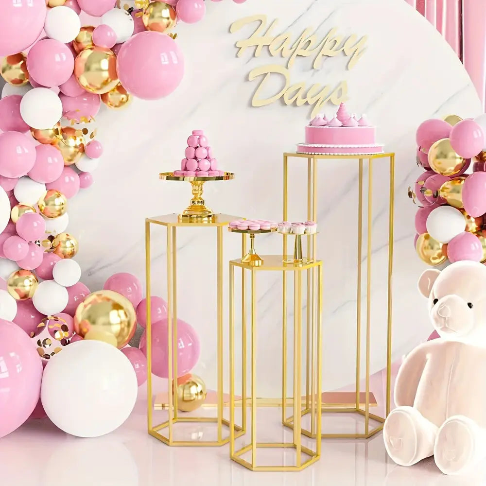 Modern gold hexagonal 6-piece storage rack dining room cake stands