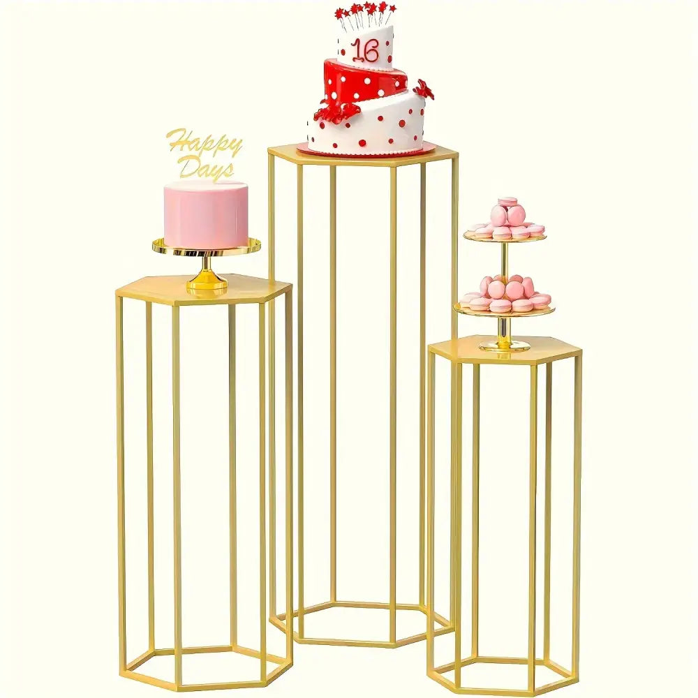 Modern gold hexagonal 6-piece storage rack dining room cake stands