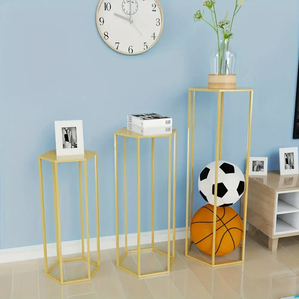 Modern gold hexagonal 6-piece storage rack dining room cake stands