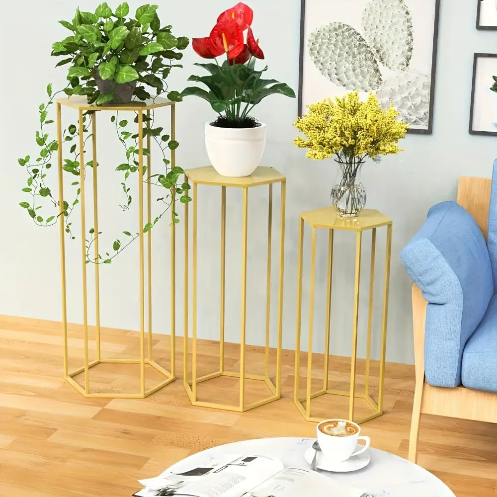 Modern gold hexagonal 6-piece storage rack dining room cake stands